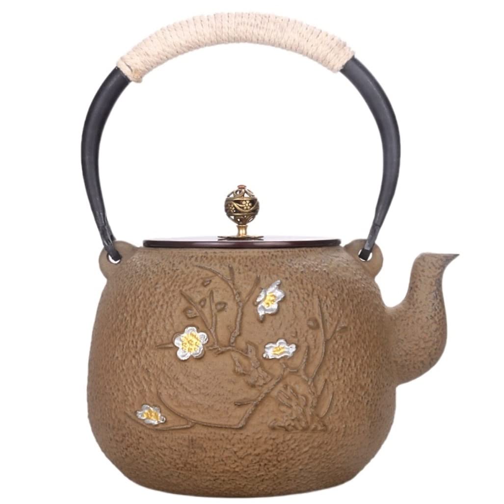 Japonaise Théière Théière en Fonte 1300 ML Théière Pots À Thé En Fonte Artisanat Pot Couverture En Cuivre Style Non Enduit À La Main Pot De Fer Theiere en Fonte