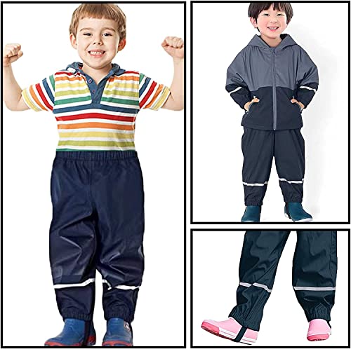 Image of Unisex Kids Rain Pants,Toddler Waterproof and Windproof Rain Trousers Over Pants,Mud Dirty Proof for Girls Boys 98-134