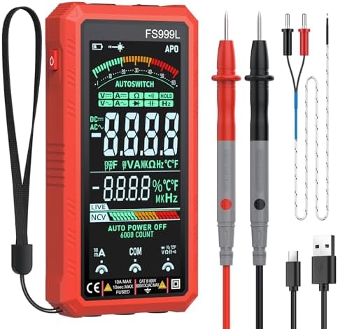 Proster Digital Multimeter 6000 Counts Smart Meter Rechargeable TRMS Color Screen Voltage Current Capacitance Tester with NCV & Temperature