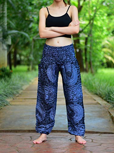 Bohotusk Kids Bohemian Girls Harem Pants Elasticated Waist Hippy Boho Style (6-8 Years, Black Night Glow) #TOP1