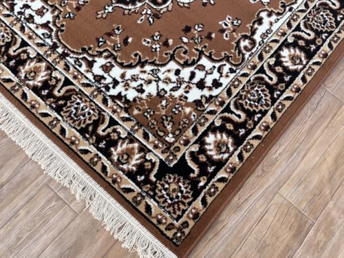 Image of TTC THREAD & TEXTURE CARPET Traditional Comfort: Power-Loomed Carpets for Living Room- Every Space Area Rug Color Gold Size 3x5 Feet (90x150cm)