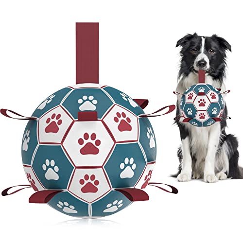 HETOO Dog Balls Dog Football Toys Dog Toy Ball (6 Inch Medium Red Blue)