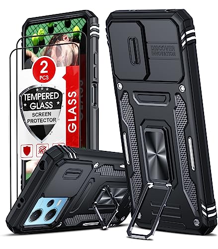 Fundas Xiaomi Redmi Note 12 5G: Protección y estilo para tu smartphone LeYi Funda para Xiaomi Redmi Note 12 5G/Poco X5 5G con 2 Piezas Vidrio Templado, Armor Carcasa Cubierta de Cámara Deslizante Proteger 360 Full Protección Anillo Soporte Bumper Case, Negro