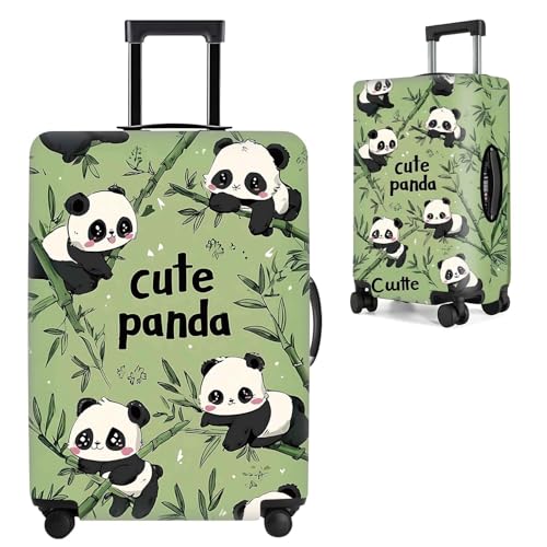 Image of Cute Panda Luggage Cover - Bamboo Forest Cartoon Design Suitcase Protector - Stretch Travel Case Cover - Fits 28 to 30 Inch Luggage,L