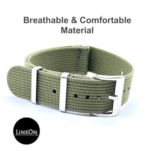 Image of Lineon 20mm & 22mm Stainless Steel 304 Buckle & loop Nylon Vintage Style NATO Watch Strap ONE WAY NATO Nylon STRAP Imported Quality With Pins and Pin Remover Tool (Include)