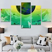 SIGNWIN 5 Panel Canvas Wall Art Modern Art Animals Colorful Decorative Elements Multicolor Photography Silhouette for Home Decorations Ready to Hang - 60