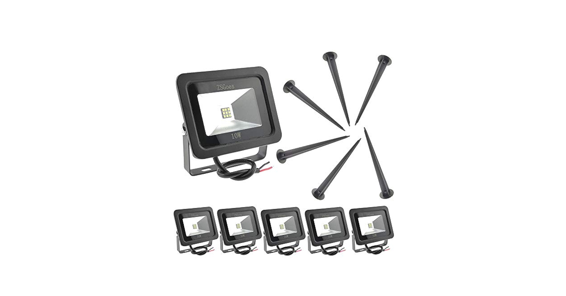 ZSGoes 6 Pack Cool White 10W LED Flood Light Outdoor
