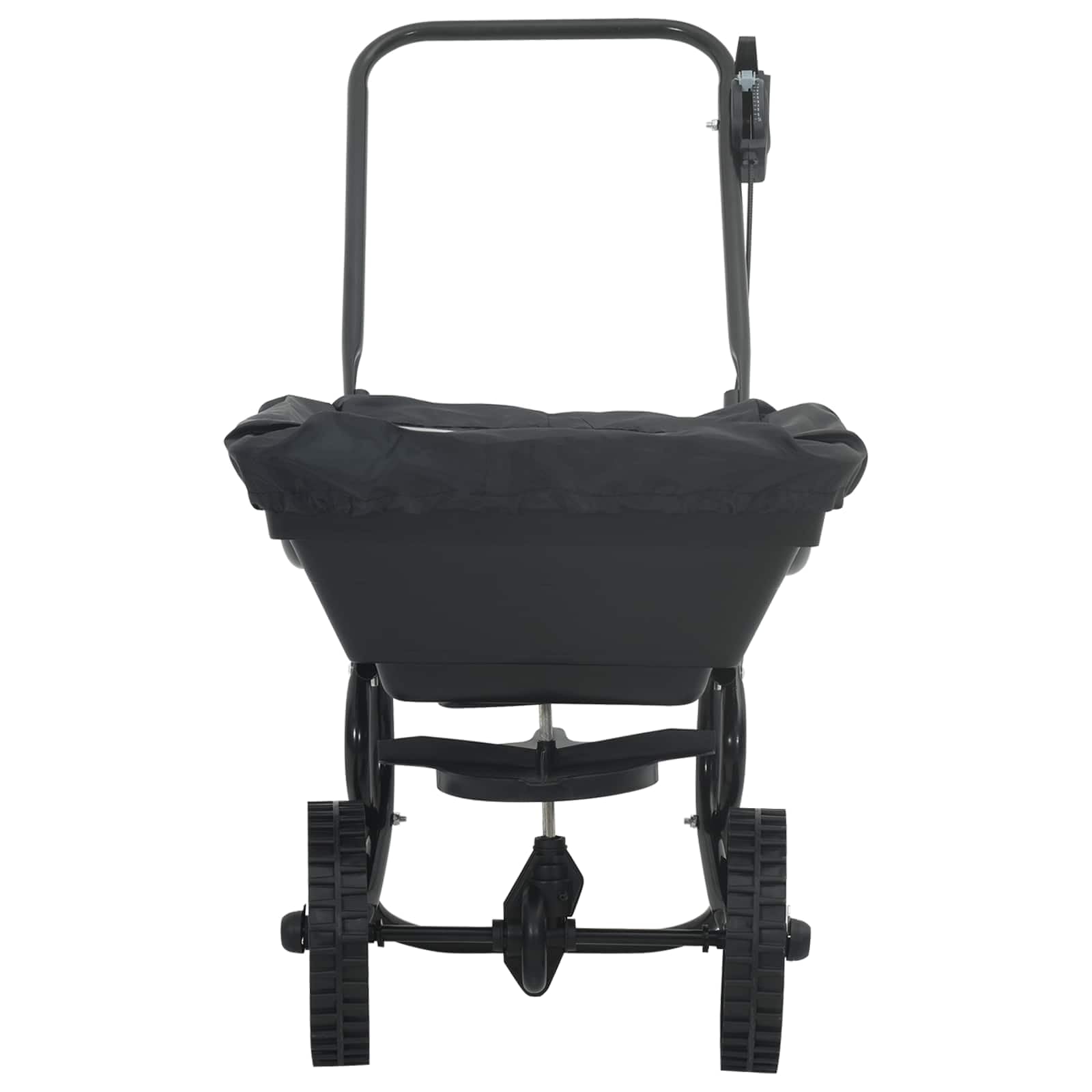 Mangloder Schwarzer Streuwagen aus PVC und Stahl, 82 x 46 x 75 cm, handstreuer, düngerstreuer, universalstreuer für rasenpflege, säen, ausbringen von saat und granulat im garten