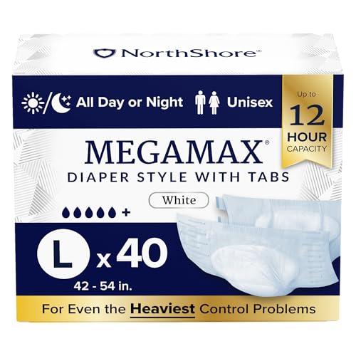 Best Incontinence Underwear for Overnight: 9 Comfortable, Discreet Picks for Restful Sleep 11 NorthShore MegaMax HBL Adult Diapers with Tabs, White, Large, 40 Count