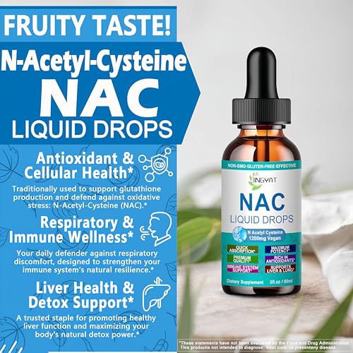 Image of NAC Supplement N-Acetyl Cysteine | High Absorption NAC 1200mg Liquid Drops for Respiratory, Liver & Kidney Detox, Immune Support & Antioxidants | Vegan | Non-GMO | Gluten Free | Fast-Acting Formula
