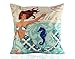 ME COO Creative Cartoon Mediterranean Mermaid Printed Blend Square Hugging Pillow Cover Bedding Set pillow case wedding kids gift 18 Inches × 18 Inches 1Pcs (ME-BZ-130)