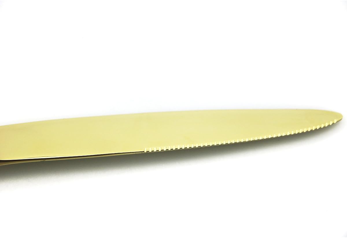 JASHII Luxury 18/10 Stainless Steel 24 Piece Mirror Champagne Gold Flatware Set,Service for 4 ，Silverware Cutlery Utensil Sets,Dinner Knife STEAK Knife Salad Fork DINNER COFFEE Spoon