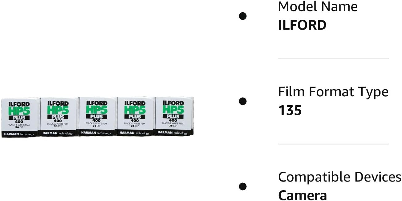 Ilford HP5+ 35mm, 36 exposures, 5 Rolls