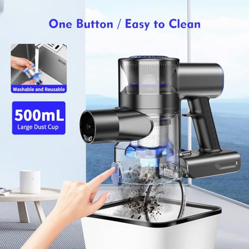 Cordless Vacuum Cleaner, 80000 RPM High-Speed Brushless Motor Powerful Vacuum Cleaners for Home, Up to 40 Mins Runtime, Stick Vacuum with 4* LED & Rechargeable 2600 mAh Battery