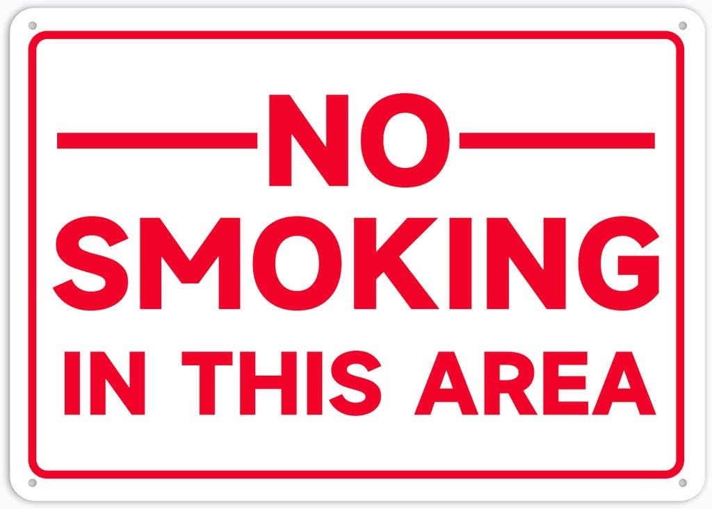 8"x12" Aluminum Metal Sign - No Smoking In This Area - For Home, Bar, Club, Kitchen, Restaurant Wall Decor