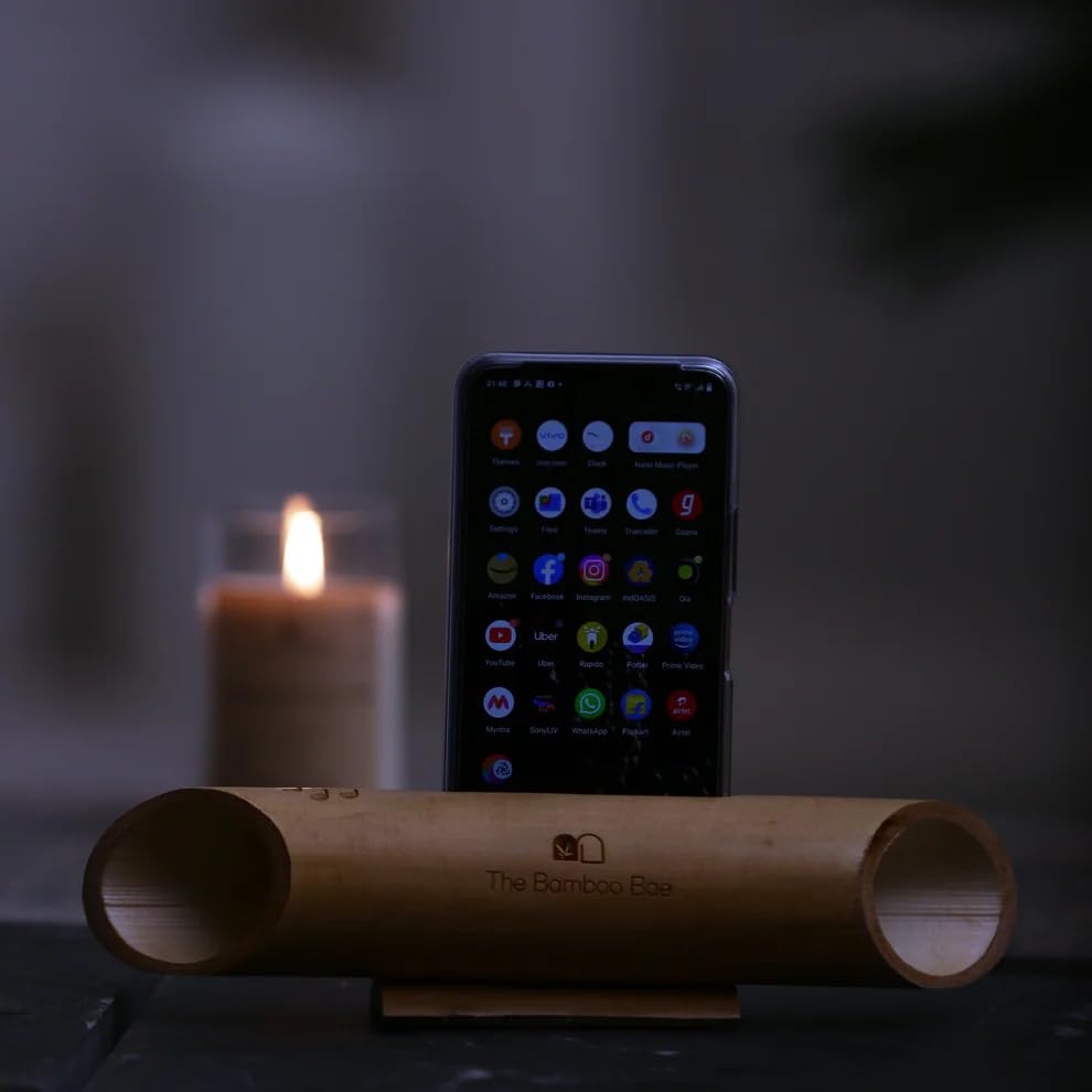 Natural Bamboo Smartphone Amplifier, Eco-Friendly Wooden Phone Speaker Stand, Acoustic Sound Booster-picture-46