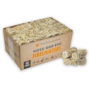 50 – Wood Wool Firelighters for Safe, Clean, and Odorless Ignition of Wood and Log Burners, BBQs, Pizza Ovens, and More – The Perfect Fire Starter For Any Occasion.