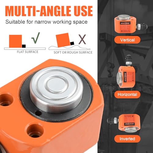 Image of HZLZRZ 10 Ton Hydraulic Cylinder Jack with CP-180 Manual Hand Pump and Porta Power Kit - Industrial Mini Hydraulic Pump Cylinder for Machinery and Shipbuilding (RMC /101)