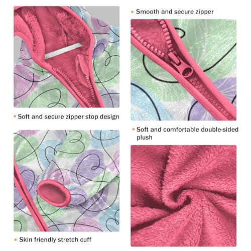 OTVEE Valentine Purple Blue Hearts Kids Hoodie Jacket Fall Spring Full Zip Warm Outwear Coat3