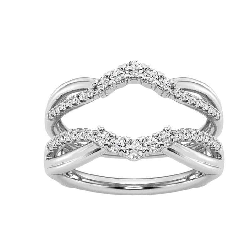Personalizzare Jewel 1.0 ct taglio rotondo moissanite graduato anello di fidanzamento inserto Enhancer in argento Sterling 925 placcato oro 14k, DEF-VVS/VS, media, Moissanite Sterling Silver Gemstone,