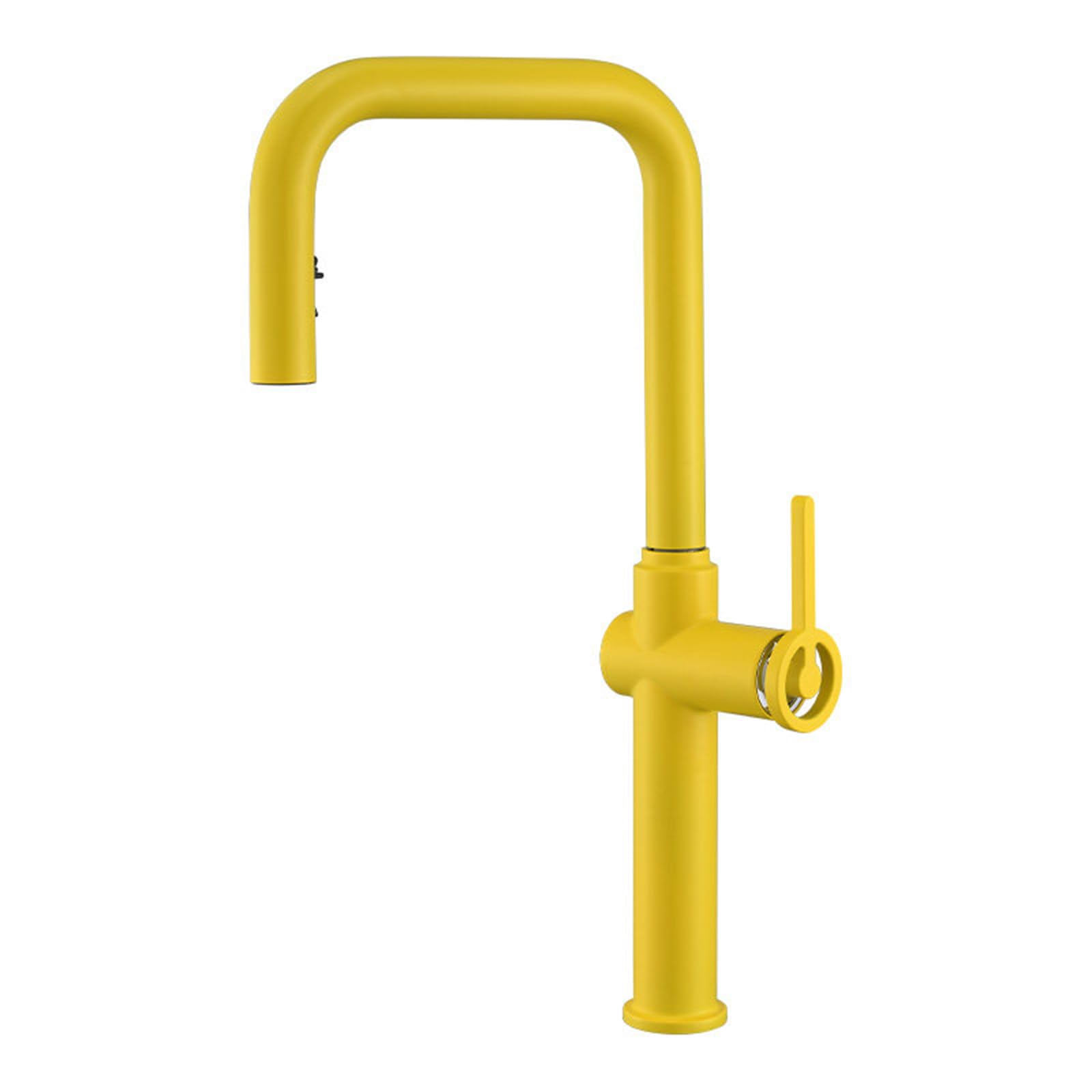 ZYCHSJXA Kitchen Mixer Tap with Pull Out Spray Single Handle Hot and Cold Water Swivel Taps Brass-Yellow
