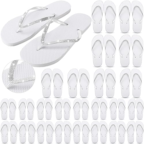 Ramede 24 Pairs Flip Flops Bulk Soft Wedding Sandals Hotel Spa Wedding Slippers for Guest Pool Shower Party Reception