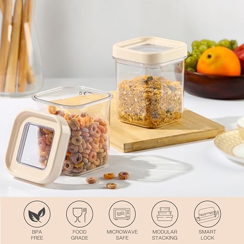 Image of CELLO Airlock Square Pet Storage Jar for Kitchen Set of 2 Pcs 900ml Transparent | Freezer & Fridge Safe Stackable Airtight Kitchen Storage Container Jar Set for Bread Cereal Coffee Fruits Pasta Spices