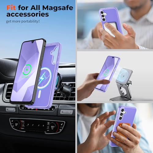 Image of SUPFINE Magnetic for Samsung Galaxy A16 5G Case with Screen Protector, (Built-in Magnets) (Military Grade Drop Protection) Slim Translucent Shockproof Phone Case,Purple