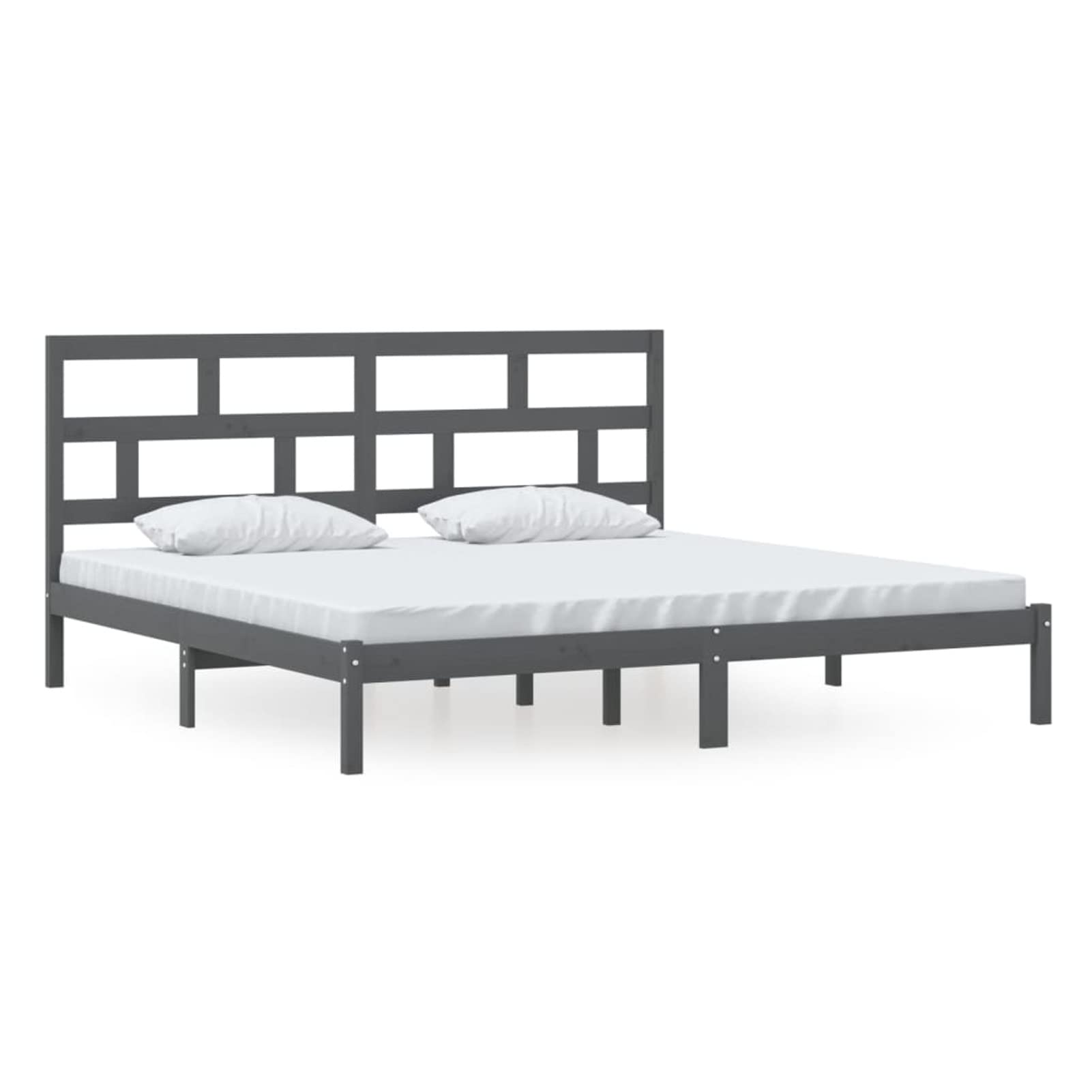 Homgoday Somier,Estructura de Cama de Madera Maciza de Pino Gris 200x200 cm Estructura Cama 75/90/120/135/140/160/180/200x200cm Cama Individual Cama Matrimonio Anti-Ruido y fácil de Montar
