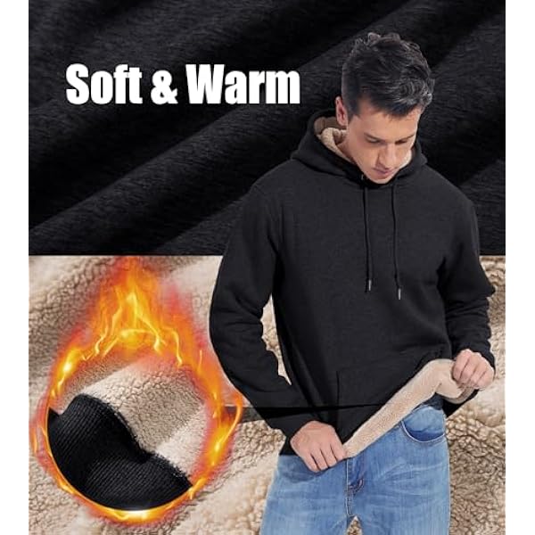 MAGCOMSEN Heren Pullover Hoodie Fleece Sherpa gevoerde Hoodies Sweatshirt Jas