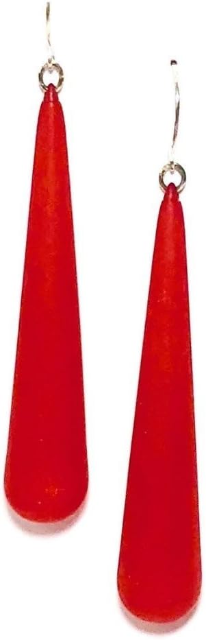 Cherry Red Frosted Long Teardrop lucite statement earrings