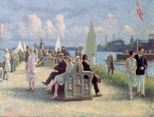 Tableau personnes sur une promenade et grande impression d'art mural rétro chic 60x90