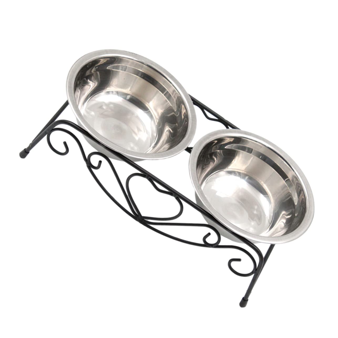 FONDOTIN 1Set Stainless Steel Raised Pet Feeder with Detachable Iron Stand Elevated Dog Bowls for Comfortable Dining for Dogs and Cats Easy to Pet Dish