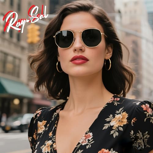 RAY SOL Polarized Hexagonal Sunglasses for Women Men Small Square Sun Glasses 100% Real Glass Lens Shades Metal Frame2