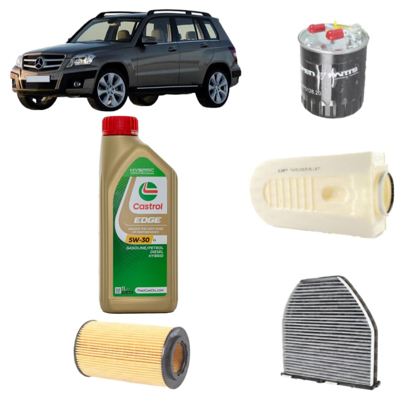 Kit tagliando 4 filtri + 7L olio Edge 5W30 LL per GLK X204 2143CC gasolio (2008-2015)