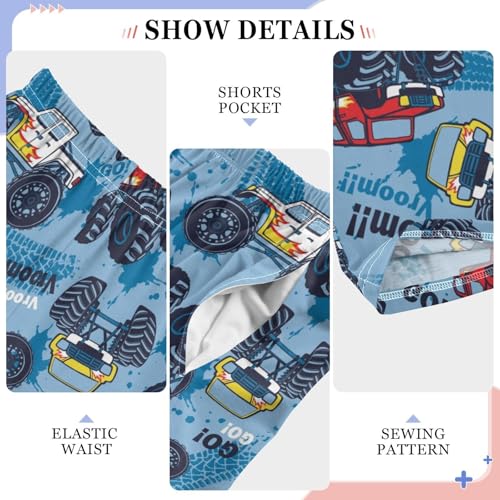 ZZXXB Machinery Car Print Boys Long Pants Soft Trousers Elastic Waist Kids Lounge Bottoms with Pockets S-XL4