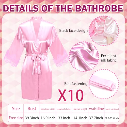 10 Set Girls Spa Party Supplies, 10 Robe, 10 Slippers, 10 Towels, 10 Toothbrush, 10 Headbands, 10 Spa Masks, 10 Tote Bags for Sleepover Party Supplies (US, Alpha, One Size, Regular, 10, Deep Pink)3