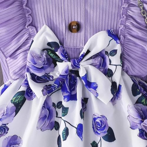 Image of Buy & Try Berry Lycra Girls Printed Frock, Full Sleeve, Soft Stretchable Fabric, Comfortable Party & Casual Wear Dress for Kids