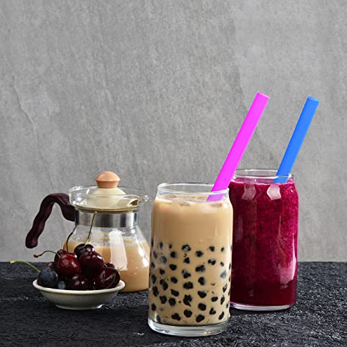 Image of ALINK Assorted Bright Colors Jumbo Smoothie Straws, Wide Plastic Disposable Milkshake Straws, Pack of 100 Pieces