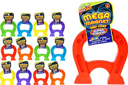 JA-RU Mega Magnet Toy 4.75" Inches (Units) U Shaped Horseshoe Magnets for Kids and Adults. Educational Stress Relief Toy. Great for Experiments Learning. 5460-1