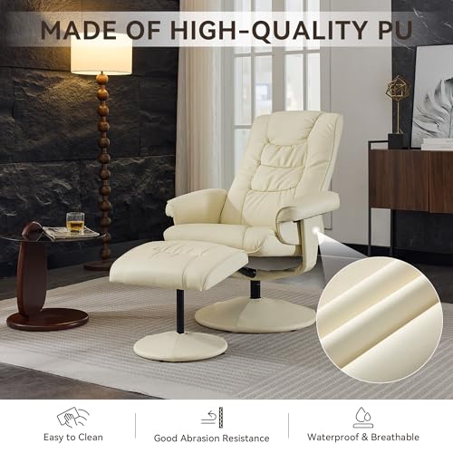 Sillón reclinable blanco con ottoman cómodo miniatura 4