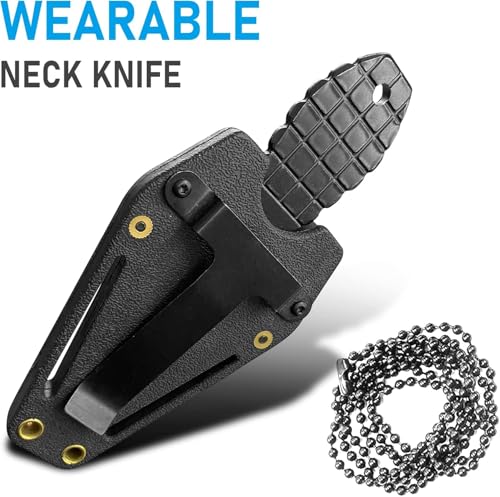 Image of 2PCS Neck Knife with Sheath and Necklace, Mini Fixed Blade Knife Necklace for Men, Ultra Small Pocket Knife EDC Tools Cool Gadgets for Camping, Survival, Hiking, Backpacking