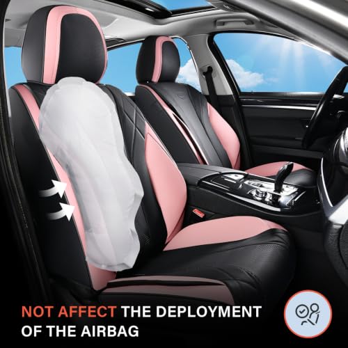 Image of Coverado Front Car Seat Covers, 2 Pack Seat Covers Front Seats, Waterproof Driver Seat Covers Universal Fit for Most Cars SUV Trucks (Front, Blackpink)