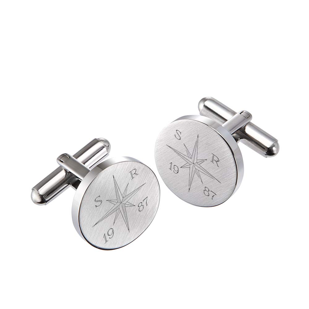 Gravado Boutons de Manchette en INOX Matt - Gravure Marine