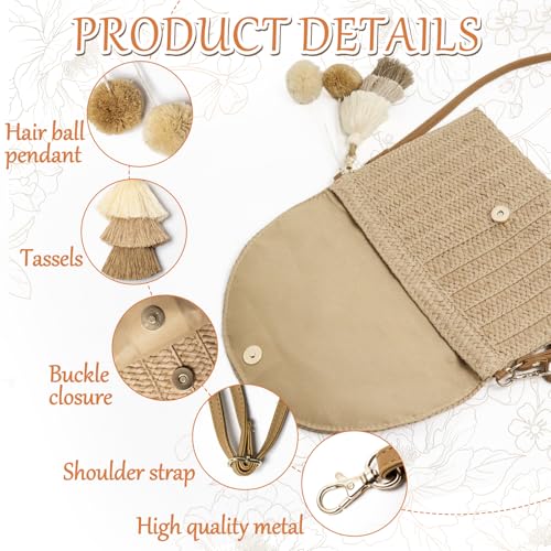 Straw Clutch Purse Women Handmade Straw Woven Tassel Pendant Crossbody Shoulder Bag Summer Beach Envelope Wallet Handbag (Green)3