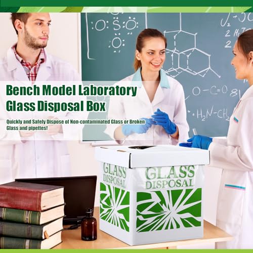 Image of Resurhang 6 Pcs Broken Glass Disposal Box 9 inch L x 9 inch W x 10 inch H Benchtop Model Laboratory Glass Disposal Cardboard Box Container Bins Trash Cans Cartons for Party Broken Bottle