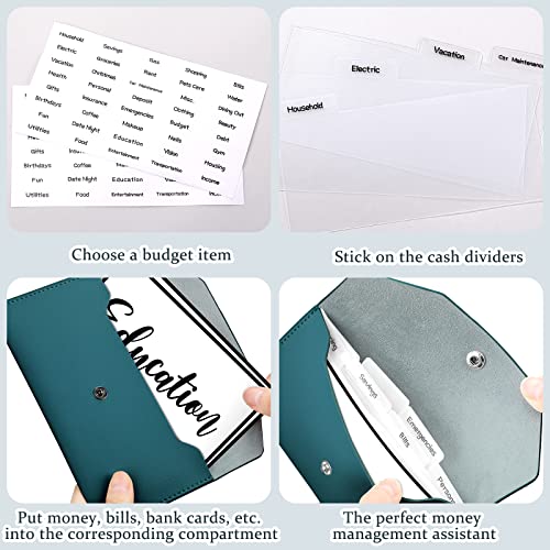 Frienda 11 Pieces Wallet Pu Leather Cash Envelopes Cash Wallet Reusable Budget Envelope Cash Dividers For Wallets With Tab Stickers For Bill Planner (Dark Blue Wallet) #TOP5