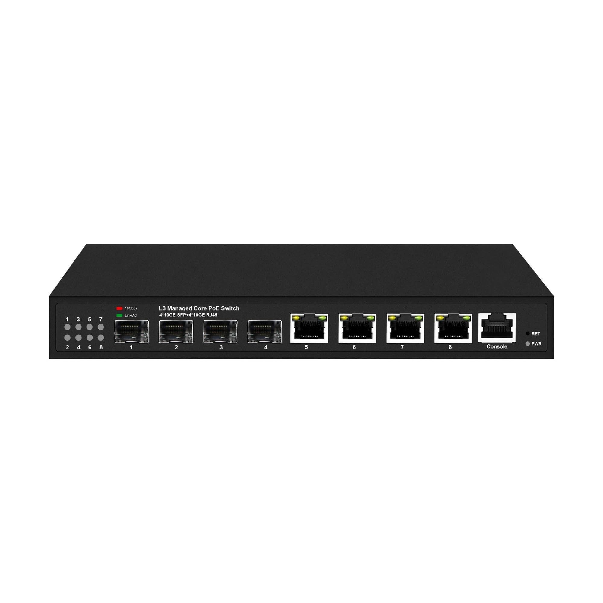 OSHZIKJII Full 10Gbe Layer3 managed switch 4/8 port or non with 10Gbe s-f.p+ uplink L3 management switch(POE,10G 4SFPand4RJ45,U -S)