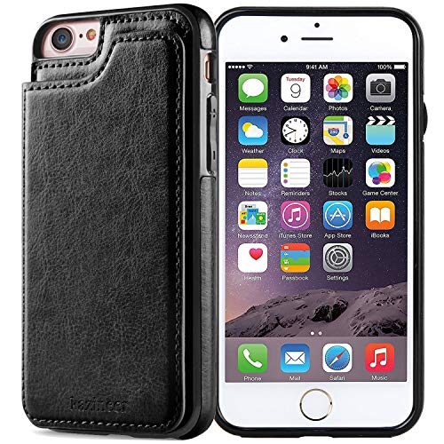 kazineer iPhone 6 Plus Case, iPhone 6S Plus Leather Case Back Cover with Credit Card Holder [Compatible with Magnetic car Mount] Protective Case for Apple iPhone 6 Plus/iPhone 6S Plus - Black