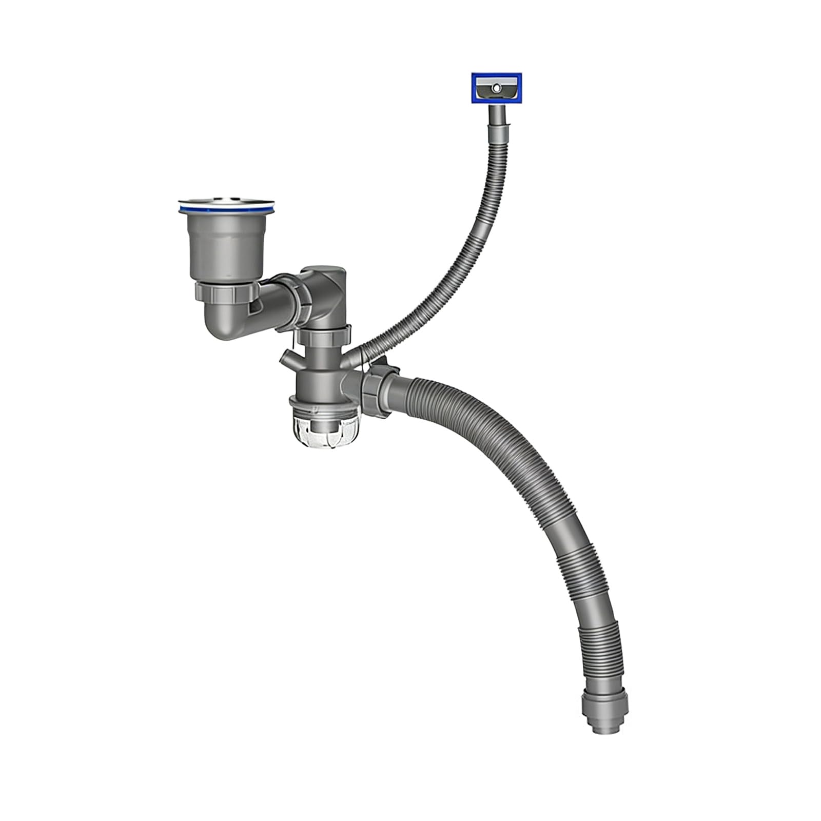 PP & Steel Kitchen Drain Pipe with Erosion Resistance & Fast Drainages Kitchen Sink Drainages Systems for Household Flexible Sink Waste Pipe